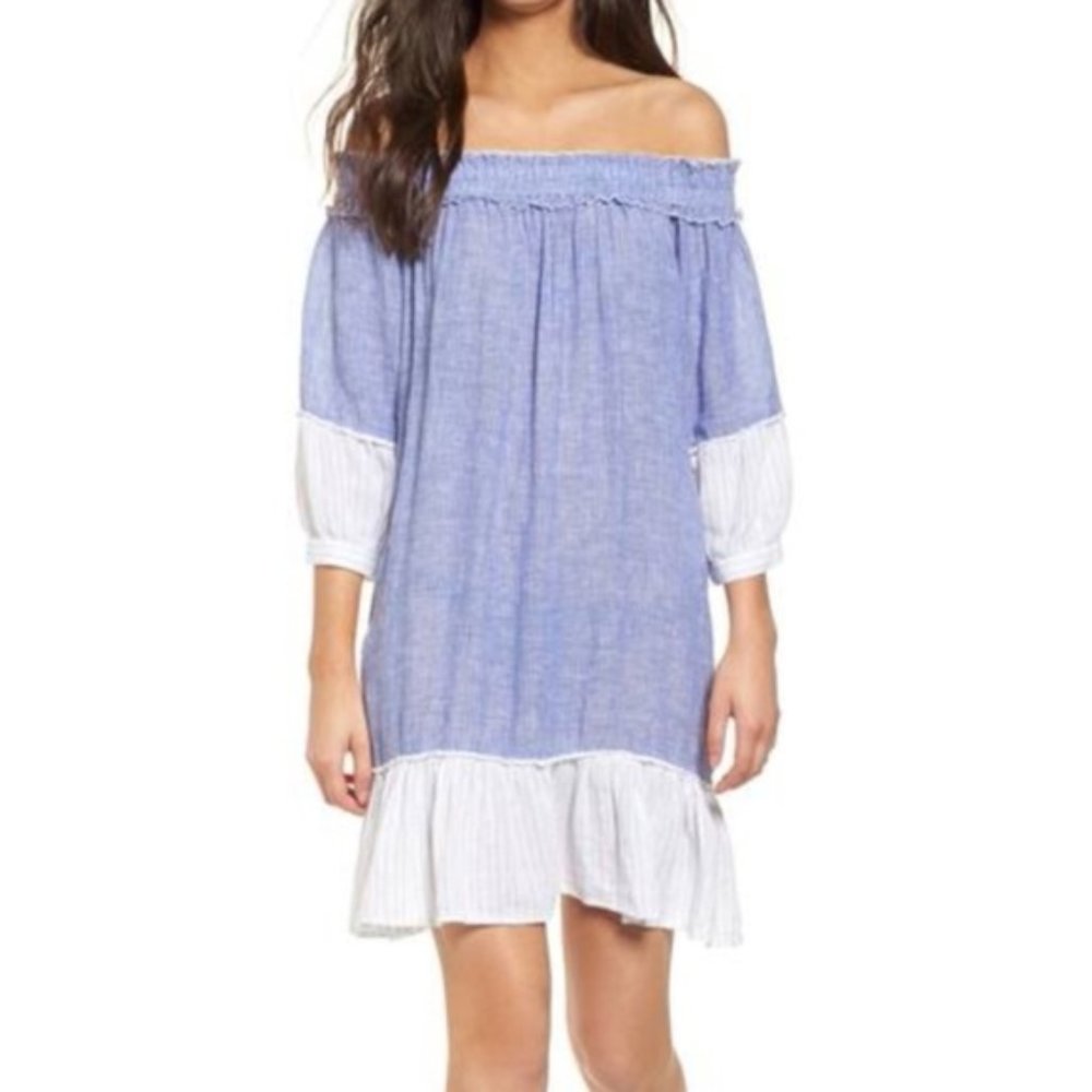 Rails Camila Trio Striped Off the Shoulder Dress M